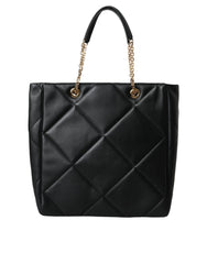 Dolce & Gabbana Black Leather JUNGLE Quilted Shopping Tote Bag - Shopper Bags
