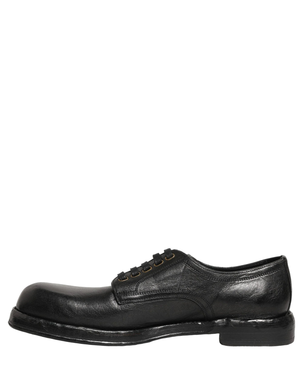 Dolce & Gabbana zwarte leren veterschoenen voor heren, klassiek formeel silhouet met gepolijste afwerking.