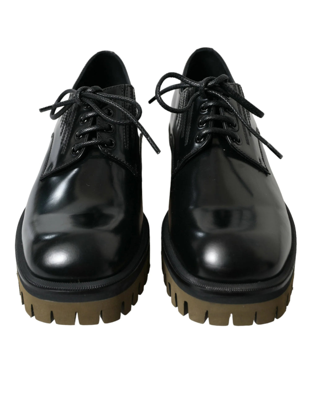 Dolce & Gabbana Zwarte veterschoenen van leer - EU39.5/US6.5