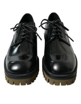 Dolce & Gabbana Black Leather Lace Up Derby Men Dress Shoes - EU39.5/US6.5