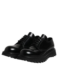 Dolce & Gabbana Black Leather Lace Up Derby Men Dress Shoes - EU42/US9 - Shoes