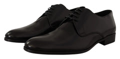 Dolce & Gabbana Black Leather Lace Up Formal Derby Shoes - EU39.5/US6.5 - Shoes