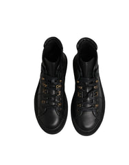 Dolce & Gabbana Black Leather Lace Up Men Ankle Boots Shoes - EU42.5/US9