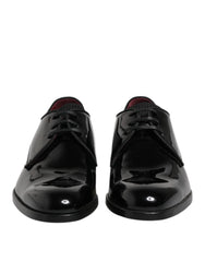 Dolce & Gabbana Black Leather Lace Up Men Derby Formal Shoes - EU39.5/US6.5 - Shoes