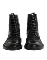 Dolce & Gabbana Black Leather Lace Up Mid Calf Boots Shoes - EU40/US7