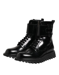 Dolce & Gabbana Black Leather Lace Up Mid Calf Boots Shoes - EU41/US8 - Boots