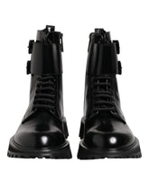 Dolce & Gabbana Black Leather Lace Up Mid Calf Boots Shoes - EU42/US9