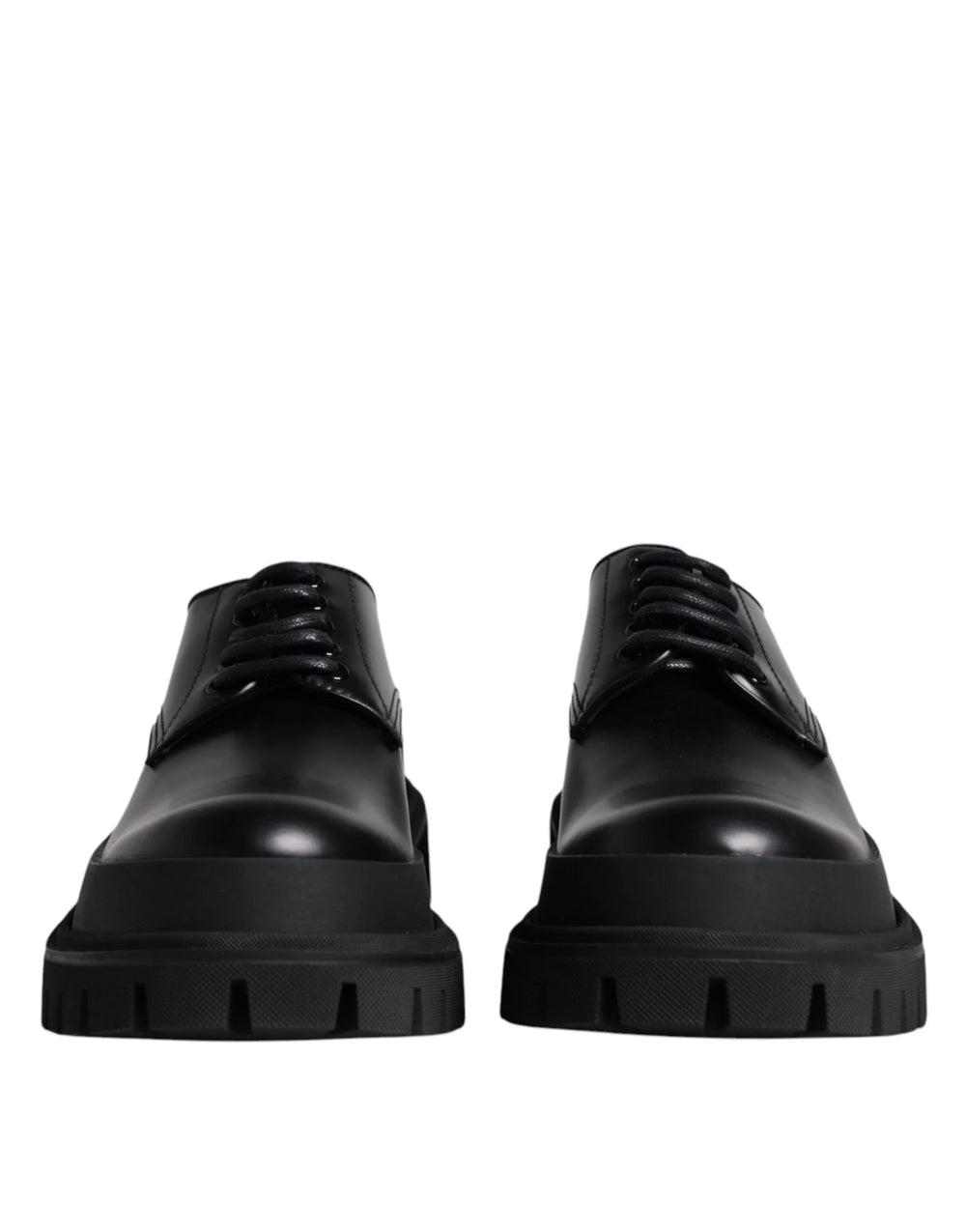 Dolce & Gabbana Black Leather Lace Up Trekking Dress Shoes - EU45/US12