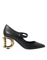 Dolce & Gabbana Black Leather Logo Heels Mary Janes Pumps Shoes - EU37.5/US7 - Heels