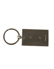 Dolce & Gabbana Black Leather Logo Metal Ring Keychain Keyring - Keychains