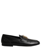 Dolce & Gabbana Black Leather Logo Plaque Loafers Men Shoes - EU43/US10