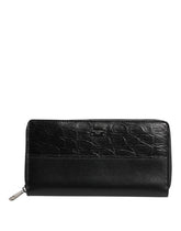 Dolce & Gabbana Black Leather Logo Plaque Zip Around Continental Wallet - Wallets