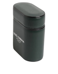 Dolce & Gabbana Black Leather Logo Print Flip Holder Men Airpods Case - Headphone Carrying Cases