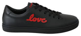 Dolce & Gabbana Black Leather Love Heart Sneakers Womens Shoes - EU35/US4.5 - Sneakers