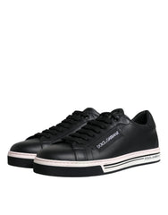 Dolce & Gabbana Black Leather Low Top Men Sneakers Shoes - Sneakers