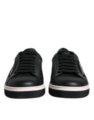 Dolce & Gabbana Black Leather Low Top Men Sneakers Shoes - Sneakers