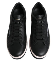 Dolce & Gabbana Black Leather Low Top Men Sneakers Shoes - Sneakers