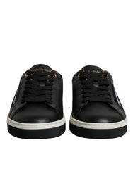Dolce & Gabbana Black Leather Low Top Men Sneakers Shoes - Sneakers