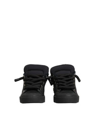 Dolce & Gabbana Black Leather Low Top Portofino Sneakers Shoes - EU44/US11
