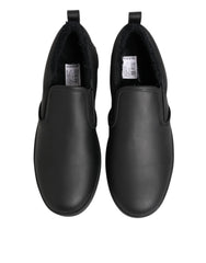 Dolce & Gabbana Black Leather Low Top Slip On Sneakers Shoes - EU44/US11 - Sneakers