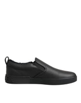 Dolce & Gabbana Black Leather Low Top Slip On Sneakers Shoes - EU44/US11 - Sneakers