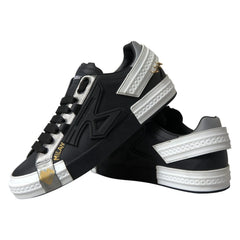 Dolce & Gabbana Black Leather Low Top Sneakers Portofino Shoes - EU44/US11