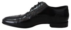 Dolce & Gabbana Black Leather Men Derby Formal Loafers Shoes - EU39/US6 - Shoes
