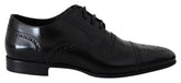 Dolce & Gabbana Black Leather Men Derby Formal Loafers Shoes - EU39/US6 - Shoes