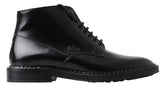 Dolce & Gabbana Black Leather Men Short Boots Lace Up Shoes - EU39/US6 - Boots