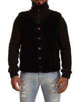 Dolce & Gabbana Black Leather Mens Turtle Neck Coat Jacket - IT48 | M - Bomber Jackets