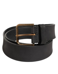 Dolce & Gabbana Black Leather Metal Buckle Classic Men Belt - 90 cm / 36 Inches - Belts