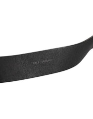 Dolce & Gabbana Black Leather Metal Buckle Classic Men Belt - 90 cm / 36 Inches - Belts