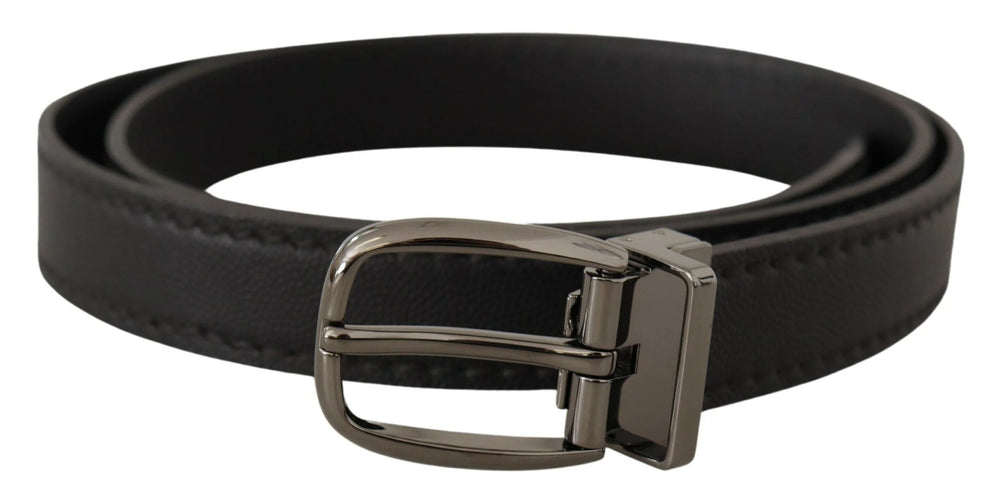 Dolce & Gabbana Black Leather Metal Logo Buckle Belt - 95 cm / 38 Inches - Belts