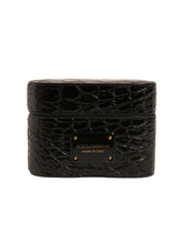 Dolce & Gabbana Black Leather Metal Logo Plaque Holder Airpods Case - Headphone Carrying Cases