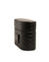 Dolce & Gabbana Black Leather Metal Logo Plaque Holder Airpods Case - Headphone Carrying Cases