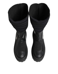 Dolce & Gabbana Black Leather Mid Calf Biker Boots Shoes - EU39/US8.5