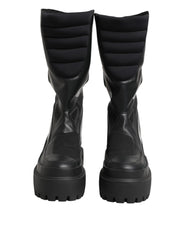 Dolce & Gabbana Black Leather Mid Calf Biker Boots Shoes - EU39/US8.5