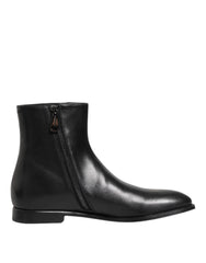 Dolce & Gabbana Black Leather Mid Calf Men Boots Shoes - EU41/US8 - Boots