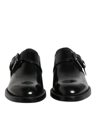 Dolce & Gabbana Black Leather Monk Strap Derby Formal Shoes - Shoes