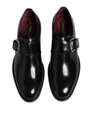 Dolce & Gabbana Black Leather Monk Strap Derby Formal Shoes - Shoes