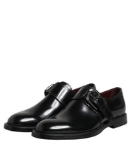 Dolce & Gabbana Black Leather Monk Strap Derby Formal Shoes - Shoes