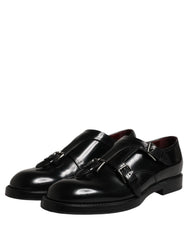 Dolce & Gabbana Black Leather Monk Strap Formal Dress Shoes - EU42/US9