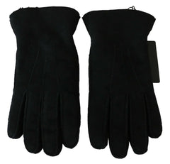 Dolce & Gabbana Black Leather Motorcycle Biker Mitten Gloves - 8.5|S - Gloves & Mittens