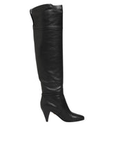 Dolce & Gabbana Black Leather Over-The-Knee DG Boots Shoes - EU39/US8.5 - Boots
