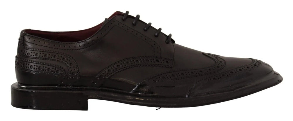 Dolce & Gabbana Black Leather Oxford Wingtip Formal Derby Shoes - Shoes