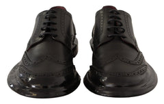Dolce & Gabbana Black Leather Oxford Wingtip Formal Derby Shoes - Shoes