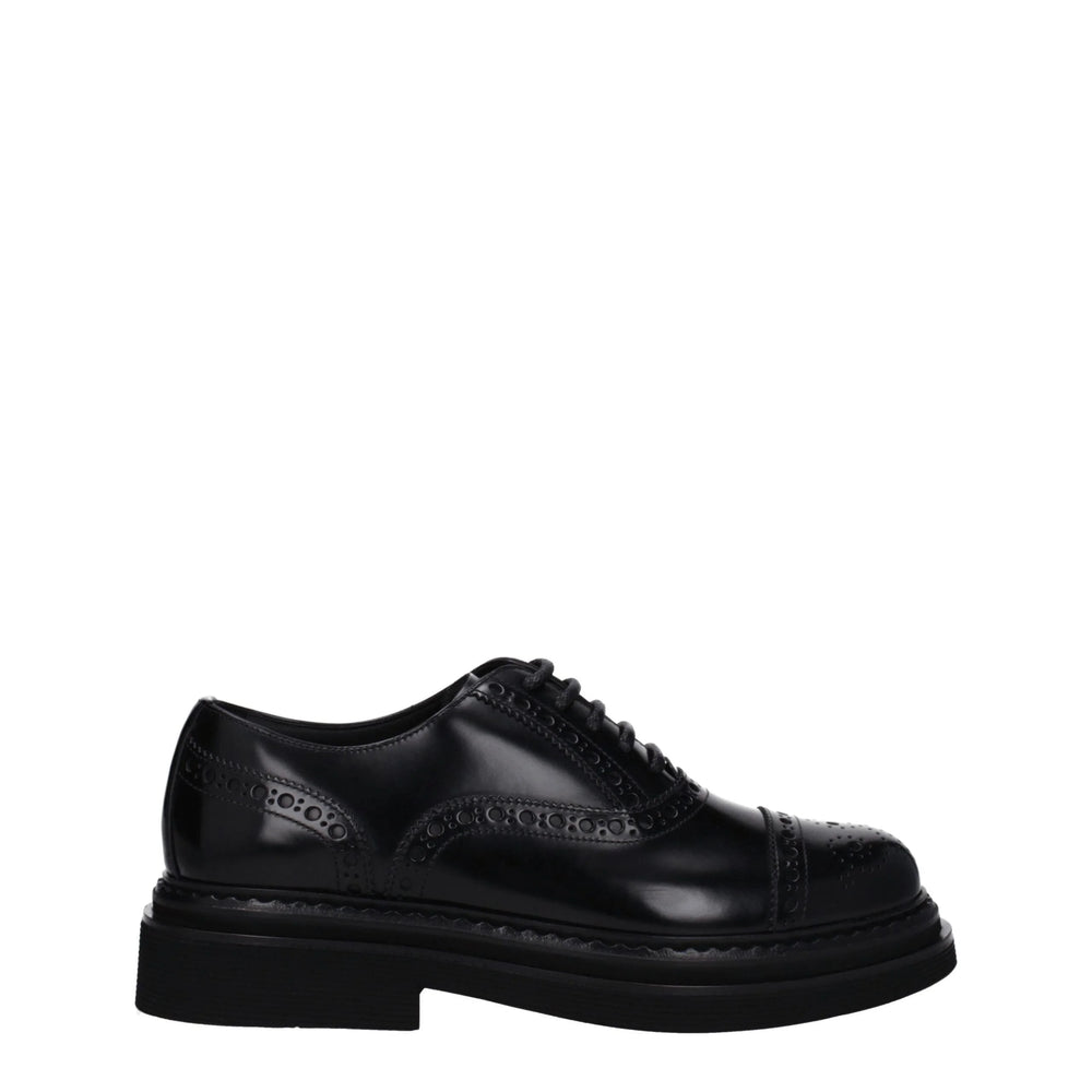Dolce & Gabbana Black Leather Oxfords And Derbies - EU40/US7