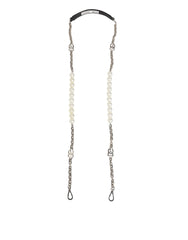 Dolce & Gabbana Black Leather Pearl Chain Bag Accessory Shoulder Strap - Bag Straps & Handles