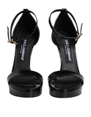 Dolce & Gabbana Black Leather Platform Keira Sandals Shoes - EU36/US5.5 - Sandals
