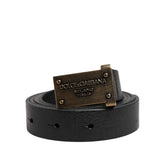 Dolce & Gabbana Black Leather Regular Belt - 95 cm / 38 Inches